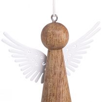 Artikel Weihnachtsengel Holz Deko zum Hängen Natur Weiß 8cm Set 6 Stk - Festliche Deko Engel