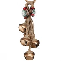 Artikel Weihnachtsglocken Gold 51 cm mit Schleife und Tannengrün