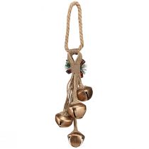 Artikel Große Weihnachtsglocken Gold-Deko mit Schleife und Tannengrün, Festliche Tür- und Raumdekoration, 51cm