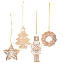 Artikel Weihnachtsanhänger aus Kunststoff in Lebkuchen-Optik 6cm 4er-Set