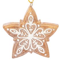 Artikel Weihnachtsanhänger aus Kunststoff in Lebkuchen-Optik 6cm 4er-Set