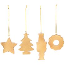 Artikel Weihnachtsanhänger aus Kunststoff in Lebkuchen-Optik 6cm 4er-Set