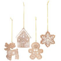 Artikel Weihnachtsanhänger 4er-Set aus Kunststoff 7 cm in Honigkuchen-Optik