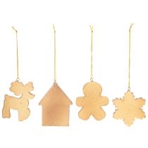 Artikel Weihnachtsanhänger 4er-Set aus Kunststoff 7 cm in Honigkuchen-Optik