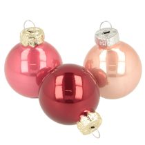 Artikel Weihnachtskugeln Glas glänzend 3 cm Rosa Rot 22 Stück