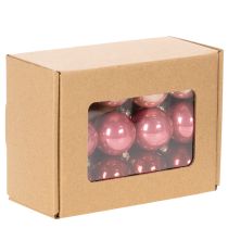 Artikel Weihnachtskugeln Glas glänzend 3 cm Rosa Rot 22 Stück