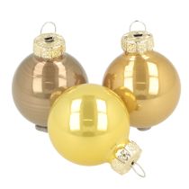 Artikel Mini-Christbaumkugeln aus Glas 3 cm Kupferbraun Orange Goldgelb 22er-Set