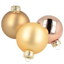 Artikel Weihnachtskugel-Trio Gold & Rosé – edles 3er-Set mit Glanz und Stil 5cm 24St