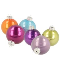 Artikel Christbaumkugel-Set aus Glas, bunt glänzend, 60 mm, 24 Stück