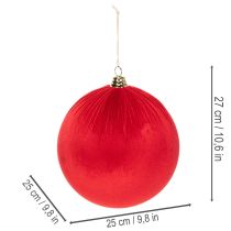 Artikel Weihnachtskugeln Rot aus Samt Ø 25 cm zum Aufhängen im 2er-Set