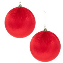 Artikel Weihnachtskugeln Rot aus Samt Ø 25 cm zum Aufhängen im 2er-Set