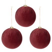 Artikel Weihnachtskugeln Weinrot Samtoptik 15 cm 3er-Set
