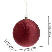 Artikel Weihnachtskugeln Rot Samt 25cm 2er-Set für Innenbereich