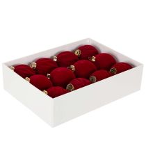 Artikel Samtig beflockte Weihnachtskugeln Bordeauxrot Ø 8 cm Set 12 Stück