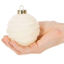 Artikel Weihnachtskugel-Set Kunststoff Cremeweiss Struktur-Mix 8 cm 12 Stück