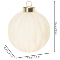 Artikel Weihnachtskugel-Set Kunststoff Cremeweiss Struktur-Mix 8 cm 12 Stück