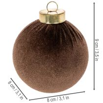 Artikel Weihnachtskugeln aus Styropor mit Samtüberzug, Ø 8 cm, cremeweiss, beige, braun, 12er Set