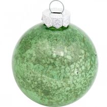 Artikel Weihnachtskugeln aus Glas, grün marmoriert, Ø 6 cm, H 6,5 cm, 24 Stück