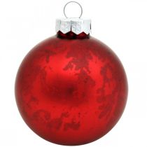 Artikel Christbaumkugeln aus Glas Rot Marmoriert 6,5 cm Ø 6 cm 24 Stück