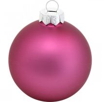 Artikel Mini-Baumkugeln, Weihnachtskugel-Mix, Christbaumanhänger Violett H4,5cm Ø4cm Echtglas 24St