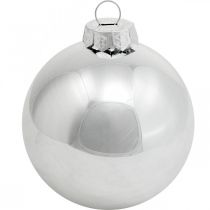 Artikel Glaskugeln Silber, Christbaumkugeln, Ø 7,5 cm, H 8,5 cm, Set à 12 Stück