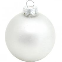 Artikel Schneekugeln aus Glas, Baumanhänger, Winterdeko Weiss, H 6,5 cm, Ø 6 cm, 24 Stück sortiert