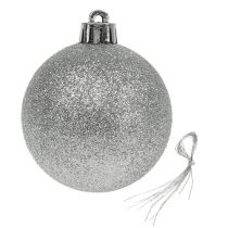 Artikel Weihnachtskugeln aus Kunststoff Silber Ø 6 cm, 10 Stück sortiert
