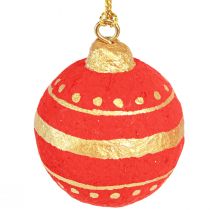 Artikel Rote Hängende Pappmaché Weihnachtskugeln 5,5cm 4er Set