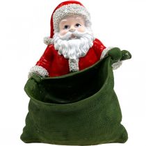 Artikel Weihnachtsmann Übertopf aus Polyresin, 20×26 cm, Rot-Grün