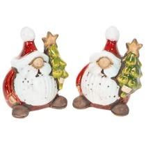 Artikel Weihnachtsmann-Figur aus Keramik mit Tannenbaum 7 cm 2er-Set