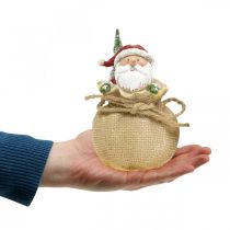Artikel Dekofigur Weihnachtsmann im Sack aus Polyresin und Jute, Ø8,5cm, H13cm, 2 Stück