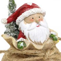 Artikel Dekofigur Weihnachtsmann im Sack aus Polyresin und Jute, Ø8,5cm, H13cm, 2 Stück