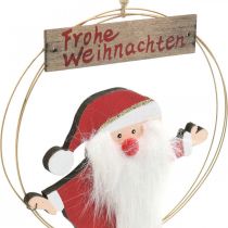 Artikel Weihnachtsmann Metallring Anhänger Frohe Weihnachten Ø16cm H21,5cm Rot-Gold Set 3 Stück
