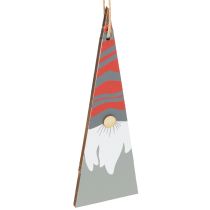 Artikel Weihnachtswichtel Dekoanhänger aus Holz, 23–28 cm, Grau, Rot und Natur, Set aus 8 Stück