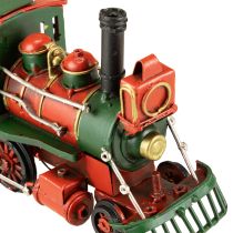 Artikel Weihnachtszug aus Metall 20cm Rot Grün mit Weihnachtsbaum