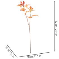 Artikel Künstlicher Weissdorn-Zweig mit Blättern und Beeren 62 cm Orange