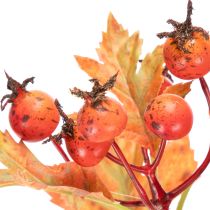 Artikel Künstlicher Weissdorn-Zweig mit Blättern und Beeren 62 cm Orange