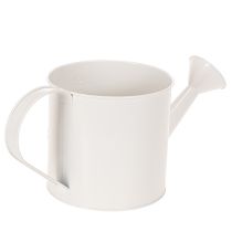 Artikel Weisse Metall Giesskanne 13,5 cm mit Blumenmotiv für Dekoration und Bepflanzung