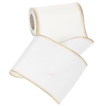 Artikel Weisses Kranzband aus Taft mit Gold-Perlkante 175mm für Dekoration und Floristik