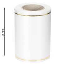 Artikel Weisses Satin-Kranzband mit Goldkante, Wasserfest, 25m x 125mm