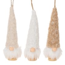 Artikel Deko-Wichtelfiguren aus Holz und Textil zum Aufhängen, 17 cm, 6-teiliges Set in Beige, Weiss und Hellbraun
