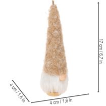 Artikel Deko-Wichtelfiguren aus Holz und Textil zum Aufhängen, 17 cm, 6-teiliges Set in Beige, Weiss und Hellbraun