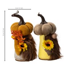 Artikel Herbstliche Figuren Kürbiswichtel mit Bart und Sonnenblume aus Stoff 16 cm 2er-Set
