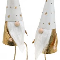 Artikel Weihnachtswichtel Deko-Figur Metall Weiss Gold 22cm 2 Stück