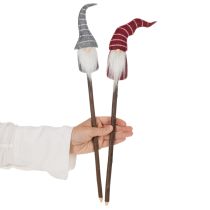 Artikel Wichtel Dekofigur auf Holzstab 46cm 6er-Set Grau Rot