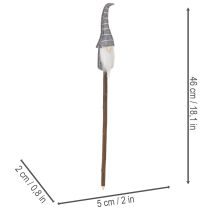 Artikel Wichtel Dekofigur auf Holzstab 46cm 6er-Set Grau Rot