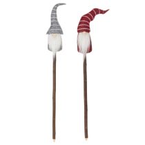 Artikel Wichtel Dekofigur auf Holzstab 46cm 6er-Set Grau Rot
