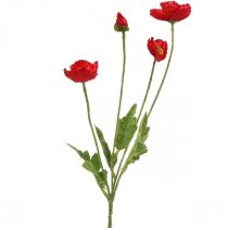 Kunstblume Mohn Rot mit 4 Blüten Klatschmohn H60cm
