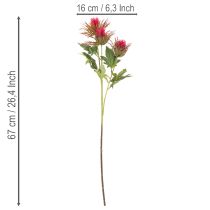 Artikel Künstlicher Distelzweig aus Kunststoff, rot, 67 cm, 3 Blüten, Dekoration