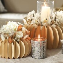 Artikel Windlicht Glas 12cm Winterwald Zweigdesign Gold innen